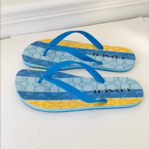 NEW Coach Zak Signature Striped Flip Flop Sandals - Picture 6 of 13